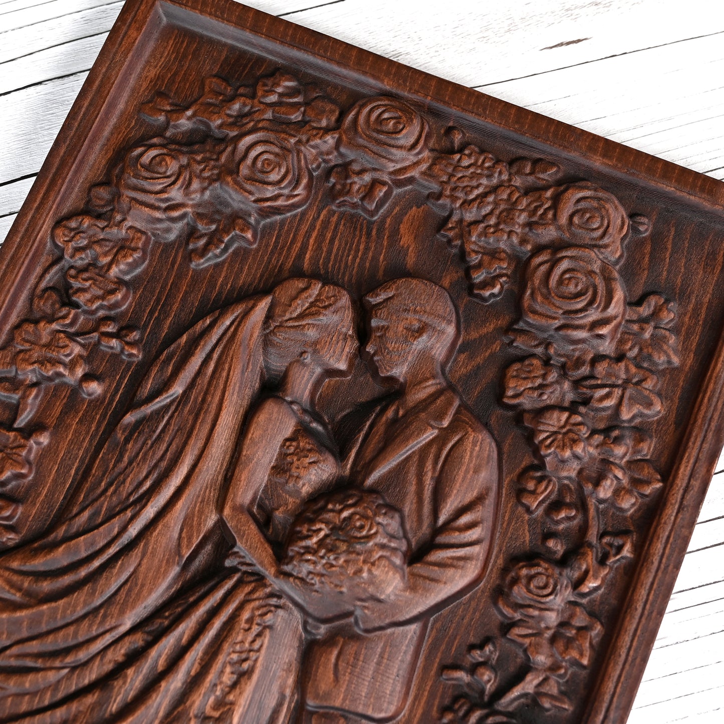 Dream Wedding Woodcarving,wall hanging art,Wed Anniversary wood carving plaque,Love Blessing