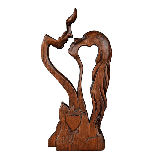 Cross wood carving,Couple portrait sculpture Love Cross,carved tabletop,Wedding Family s day gift,