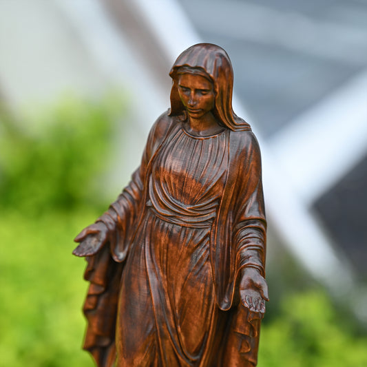 Hand Carved Sacred Heart of Virgin Mary,Our lady,Wooden Tabletop Ornament,decor religious gift
