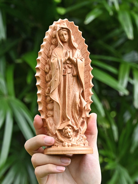 Religious Wood carving,Our lady of Guadalupe,wooden carved,carving gift,Christian Art