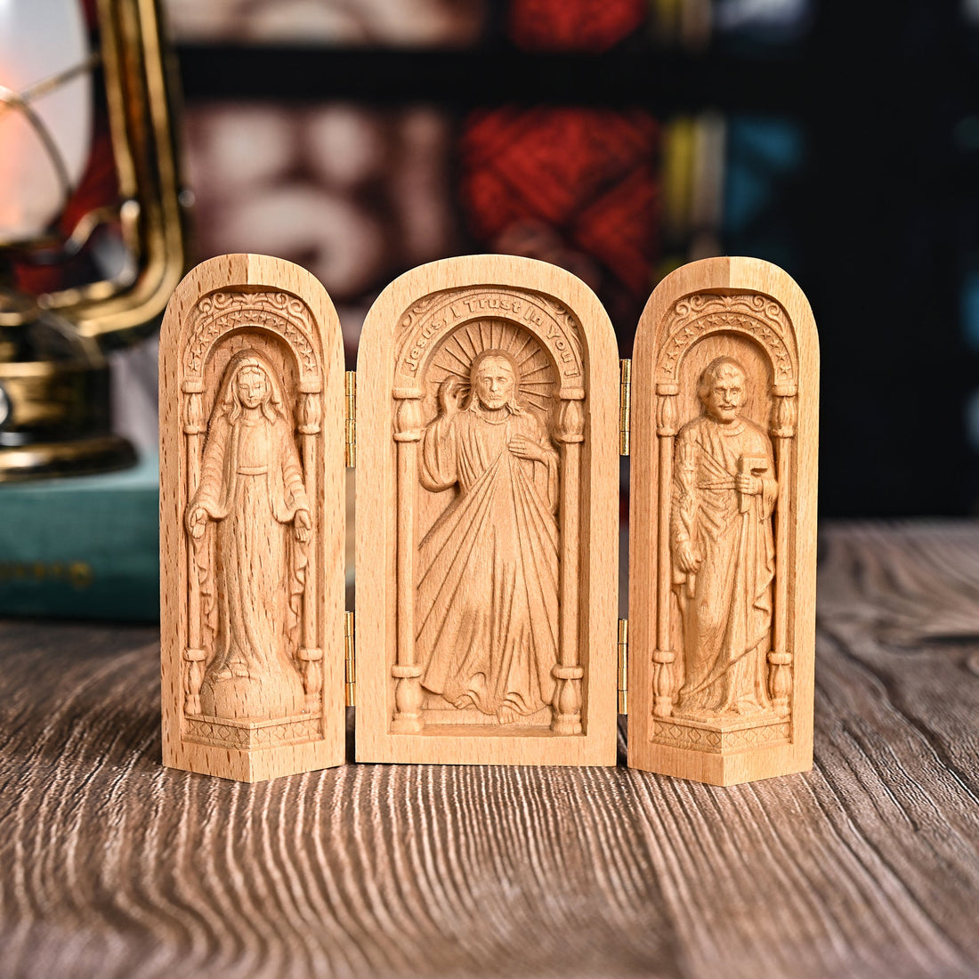 A Sacred Catholic Wooden Triptych – Faith, Art, and Devotion in One