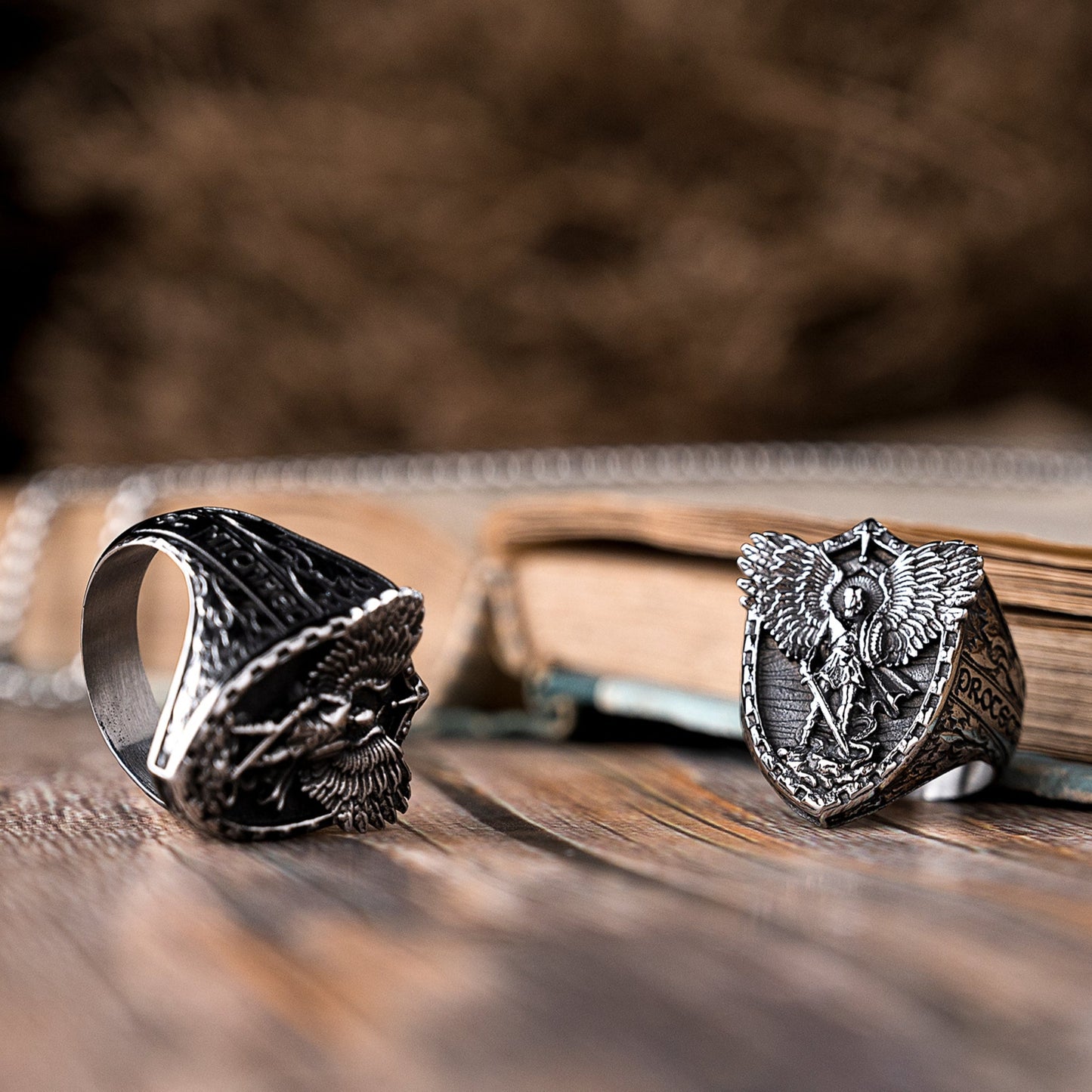 Archangel Michael Steel Titanium Ring, Giving us the strength and courage