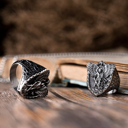 Archangel Michael Steel Titanium Ring, Giving us the strength and courage