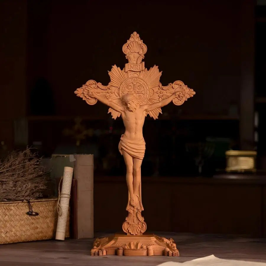 Wooden cross,St. Benedict Exorcism Cross wood carve,Bless you and your family,catholic religious