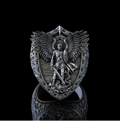 Archangel Michael Steel Titanium Ring, Giving us the strength and courage