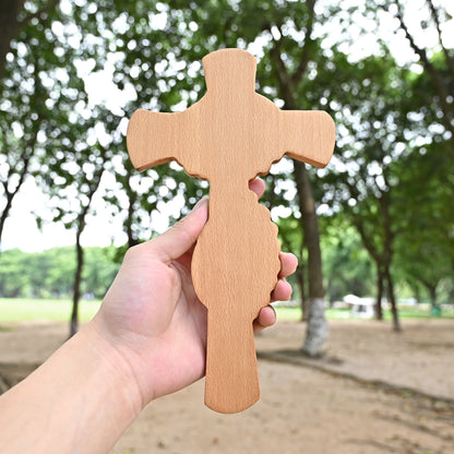 Vintage Wooden Cross with Holding Hands,Faith and Unity Wooden Cross Figurine,Christian Spiritual Gift