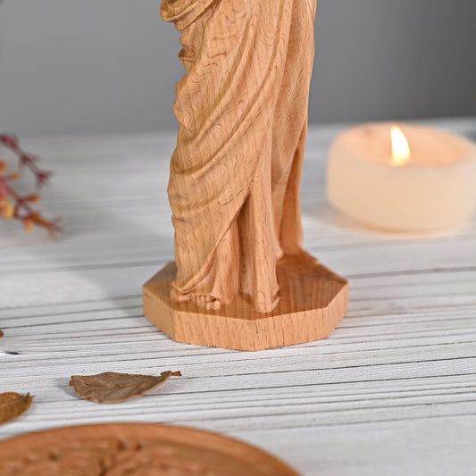 Wooden plaque,Sacred Heart of Jesus Catholic Jesus Statue,Beech hand carved,family wall,Christian Art