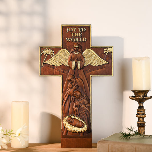 Jesus Christ the Savior Decorative Christian Cross,Nativity Cross,Joy to the world,Nativity Scene
