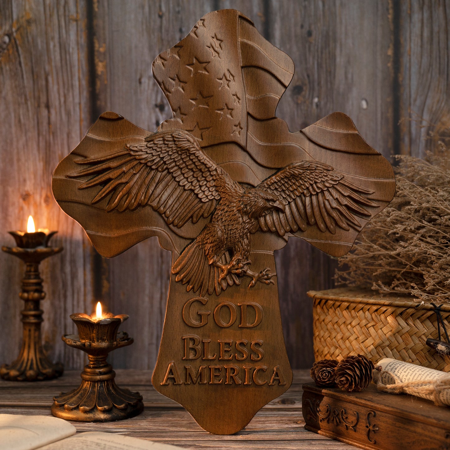 USA Wood carving,American Eagle Wooden Cross,God Bless America,wooden wall hanging,christian gift