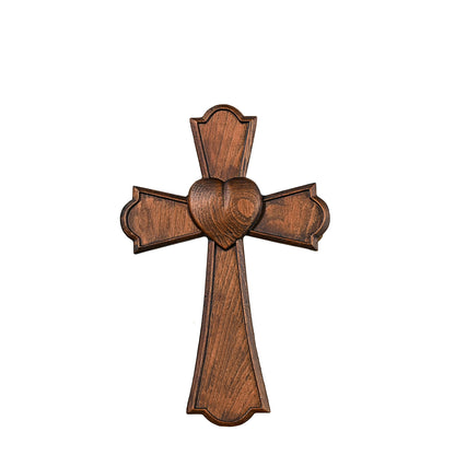 Eternal Heart Wooden Hand Carved Cross for Wall Decor,Religious Gift Cross,s day gift