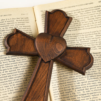 Eternal Heart Wooden Hand Carved Cross for Wall Decor,Religious Gift Cross,s day gift