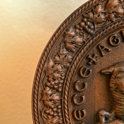 Round Wood Carving,Passover Lamb Round wood carving,home decoration tabletop arrangement