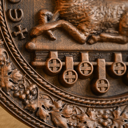 Round Wood Carving,Passover Lamb Round wood carving,home decoration tabletop arrangement