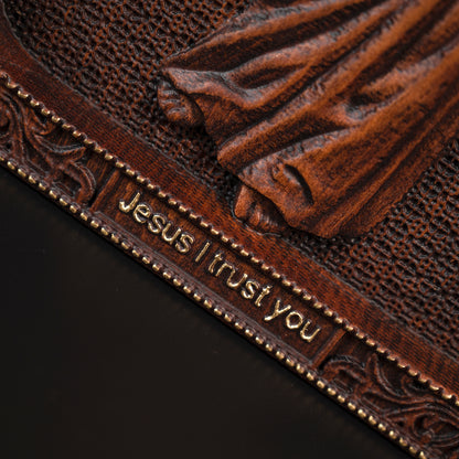 The Sacred Heart and Divine Mercy Jesus Christ Wood Wall Plaque,wood carving religious,Holy Statue