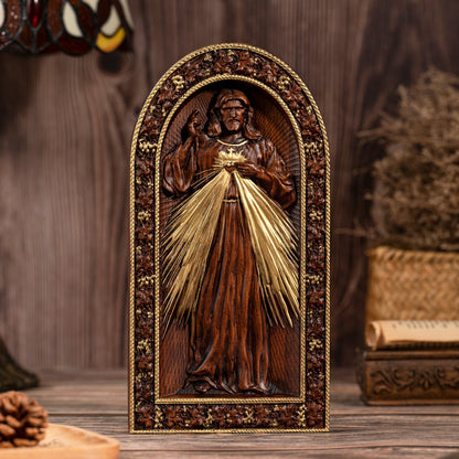 Sacred Heart of Jesus and Our Lady of Mercy Tabletop Decorative Artwork,Religious Icon,christian home