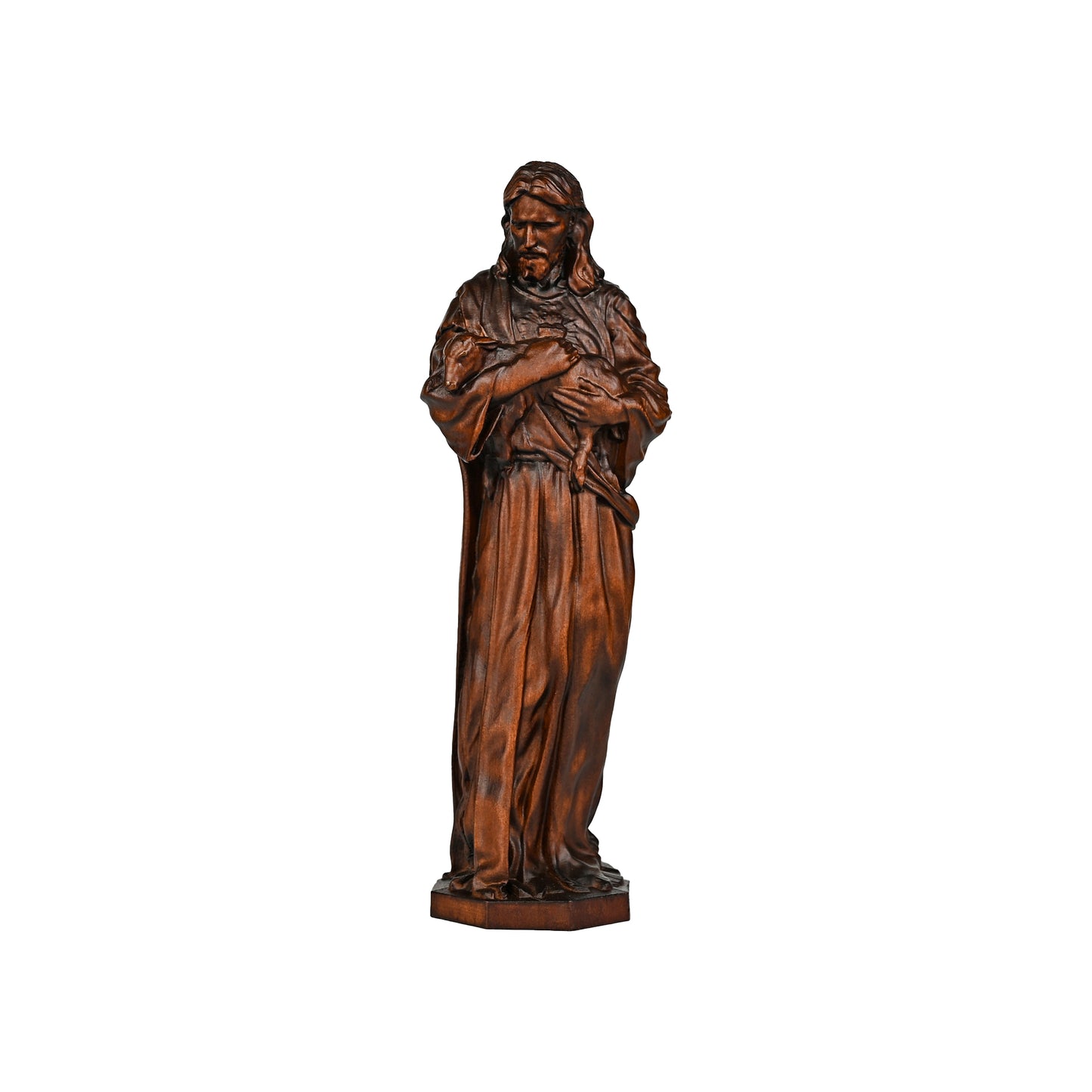 Religious Wood carving,Jesus Christ,good shepherd,religious figure,nativity scene,decoration church
