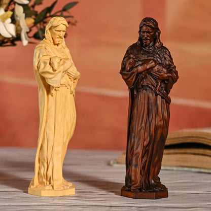 Religious Wood carving,Jesus Christ,good shepherd,religious figure,nativity scene,decoration church
