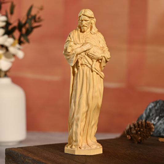Religious Wood carving,Jesus Christ,good shepherd,religious figure,nativity scene,decoration church