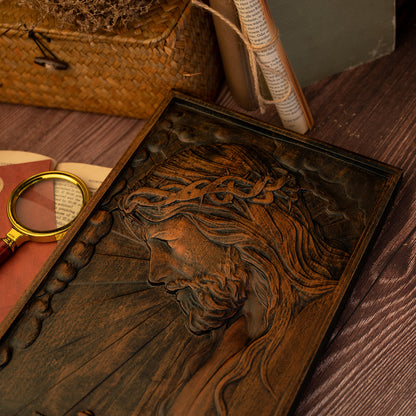 Wood carving religious,Plaque commemorating Good Friday,remembering the meaning of Jesus' crucifixion