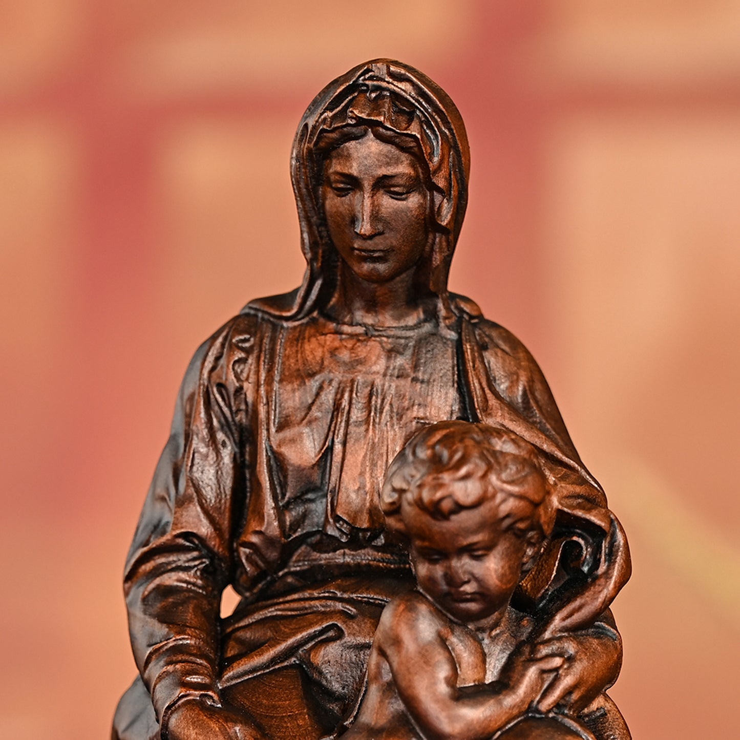 Nativity Series,Our lady of Bruges and Jesus,hand carved sculpture,family wall hanging,Religious Icon