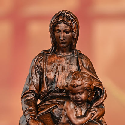 Nativity Series,Our lady of Bruges and Jesus,hand carved sculpture,family wall hanging,Religious Icon
