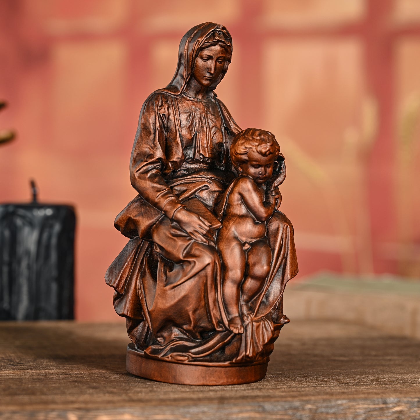 Nativity Series,Our lady of Bruges and Jesus,hand carved sculpture,family wall hanging,Religious Icon