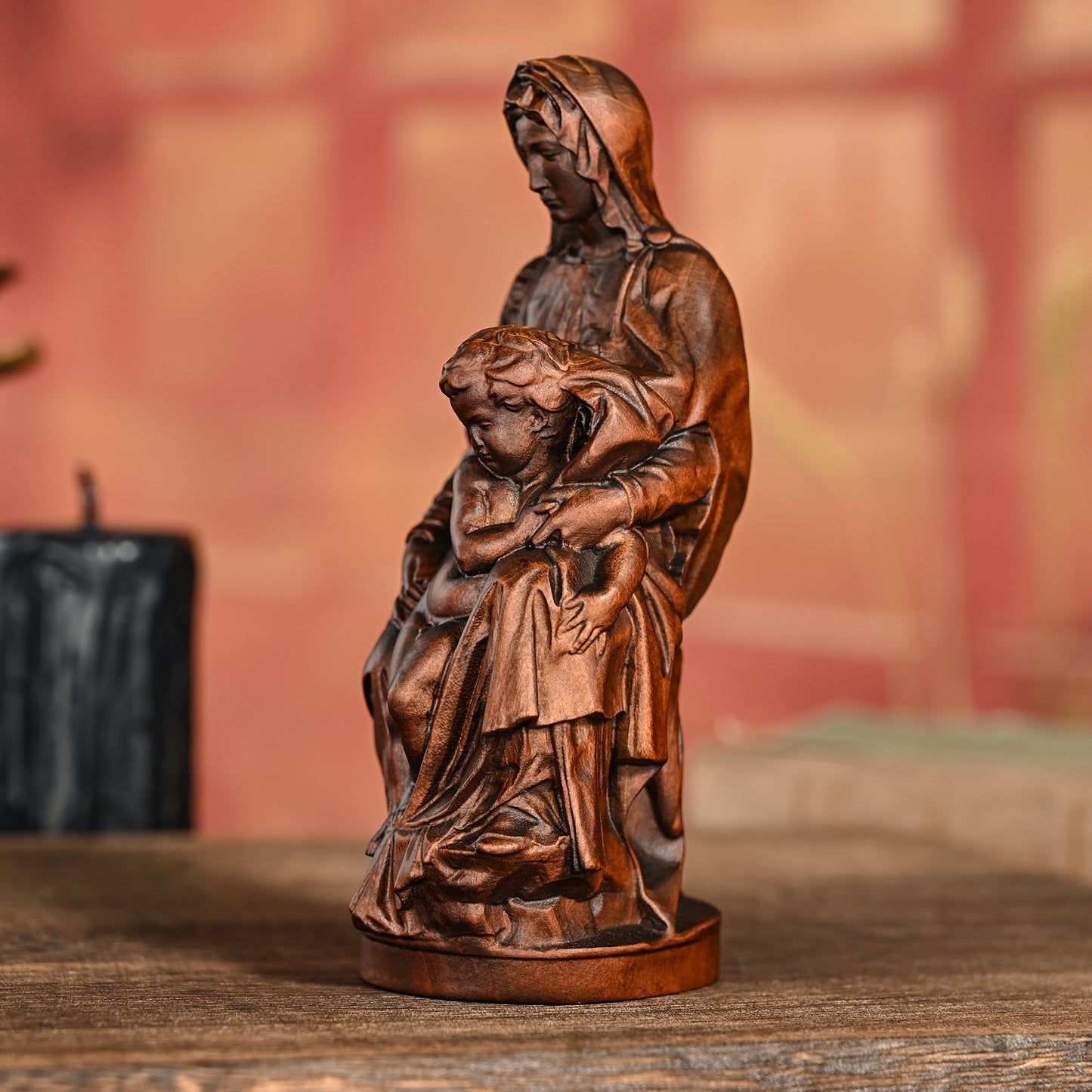 Nativity Series,Our lady of Bruges and Jesus,hand carved sculpture,family wall hanging,Religious Icon