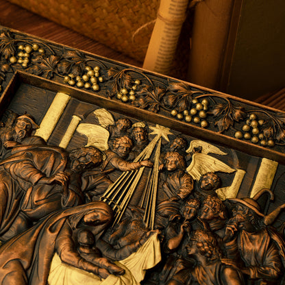 Home decoration wooden Nativity Scene plaque, Christian sculpture, nativity figurine, religious Christmas gift