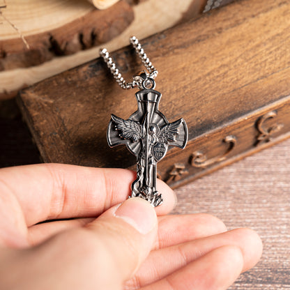 New titanium steel/S925K silver Saint Michael Archangel Sword Shield Religious Jewelry