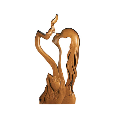 Cross wood carving,Couple portrait sculpture Love Cross,carved tabletop,Wedding Family s day gift,