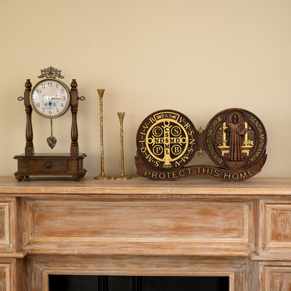 Wood tabletop ornament,St. Benedict's Exorcism Medal Christian Wall Plaque,Best Christmas Gift