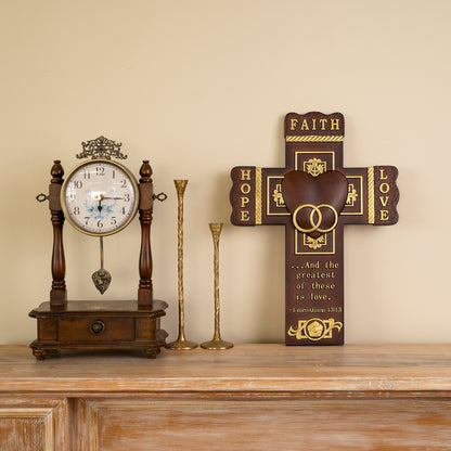 Wood carving statue Wedding Cross for Church,wall hanging art,Faith, Hope and Love Wall Cross with Bible Verse