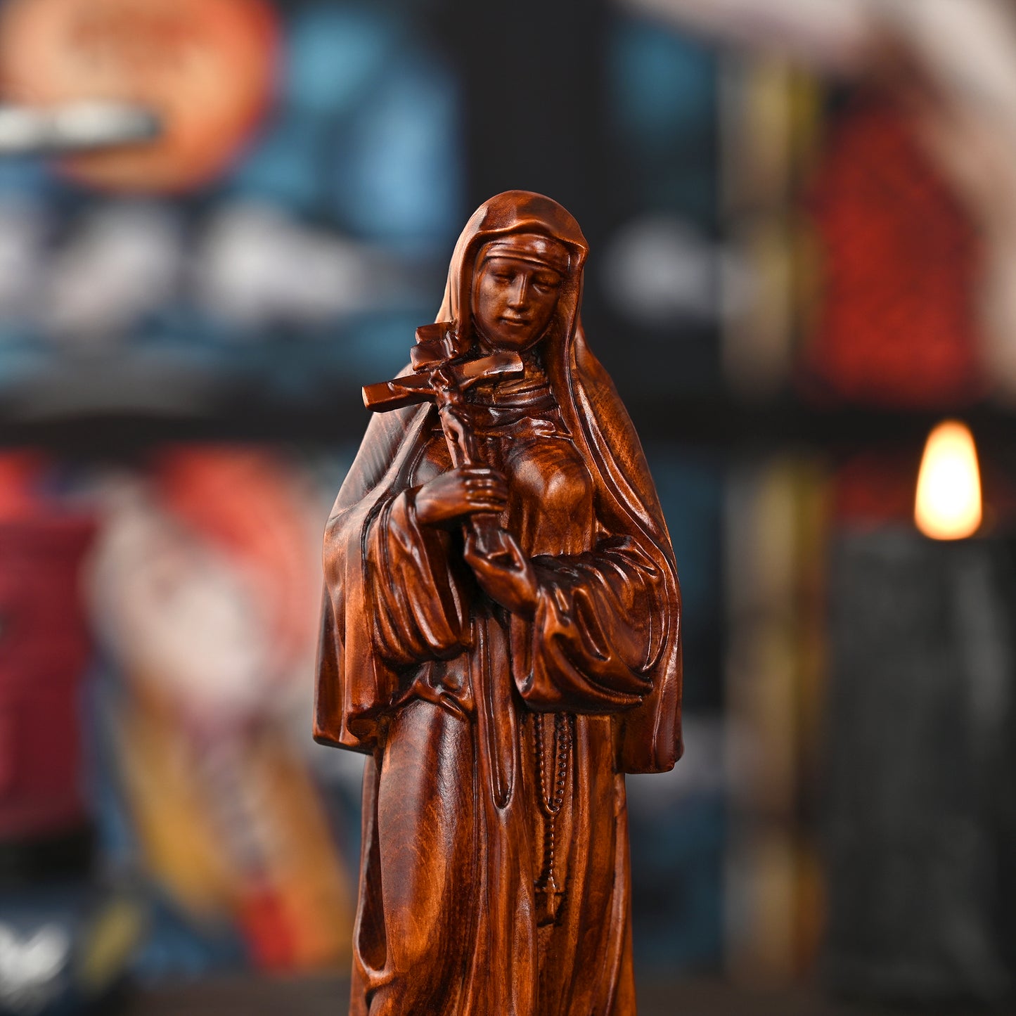 Wood carving statue,Spiritual mentor St. Theresa,church wall,statue church for home,Christian Art