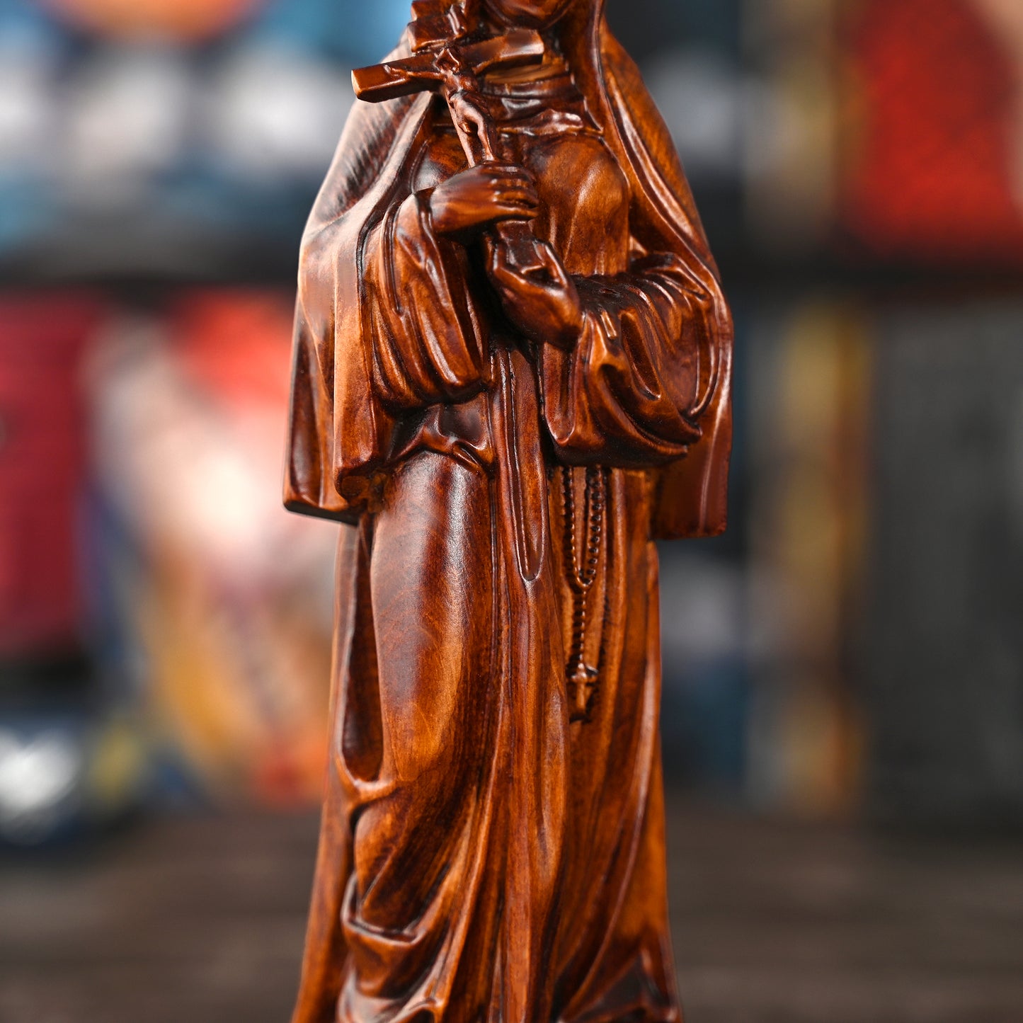 Wood carving statue,Spiritual mentor St. Theresa,church wall,statue church for home,Christian Art