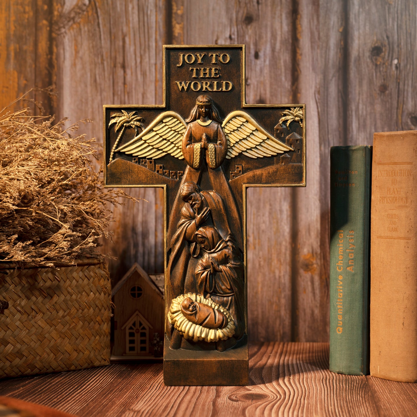 Jesus Christ the Savior Decorative Christian Cross,Nativity Cross,Joy to the world,Nativity Scene