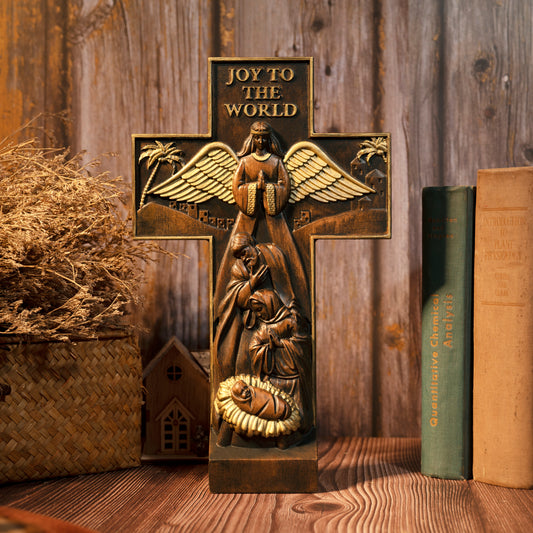 Jesus Christ the Savior Decorative Christian Cross,Nativity Cross,Joy to the world,Nativity Scene