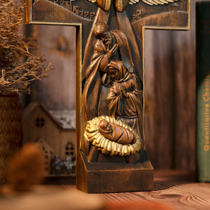 Jesus Christ the Savior Decorative Christian Cross,Nativity Cross,Joy to the world,Nativity Scene