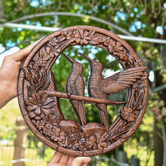 Natural Beauty Hummingbird Hollow Wood Carving Wall decor,wooden wall decoration