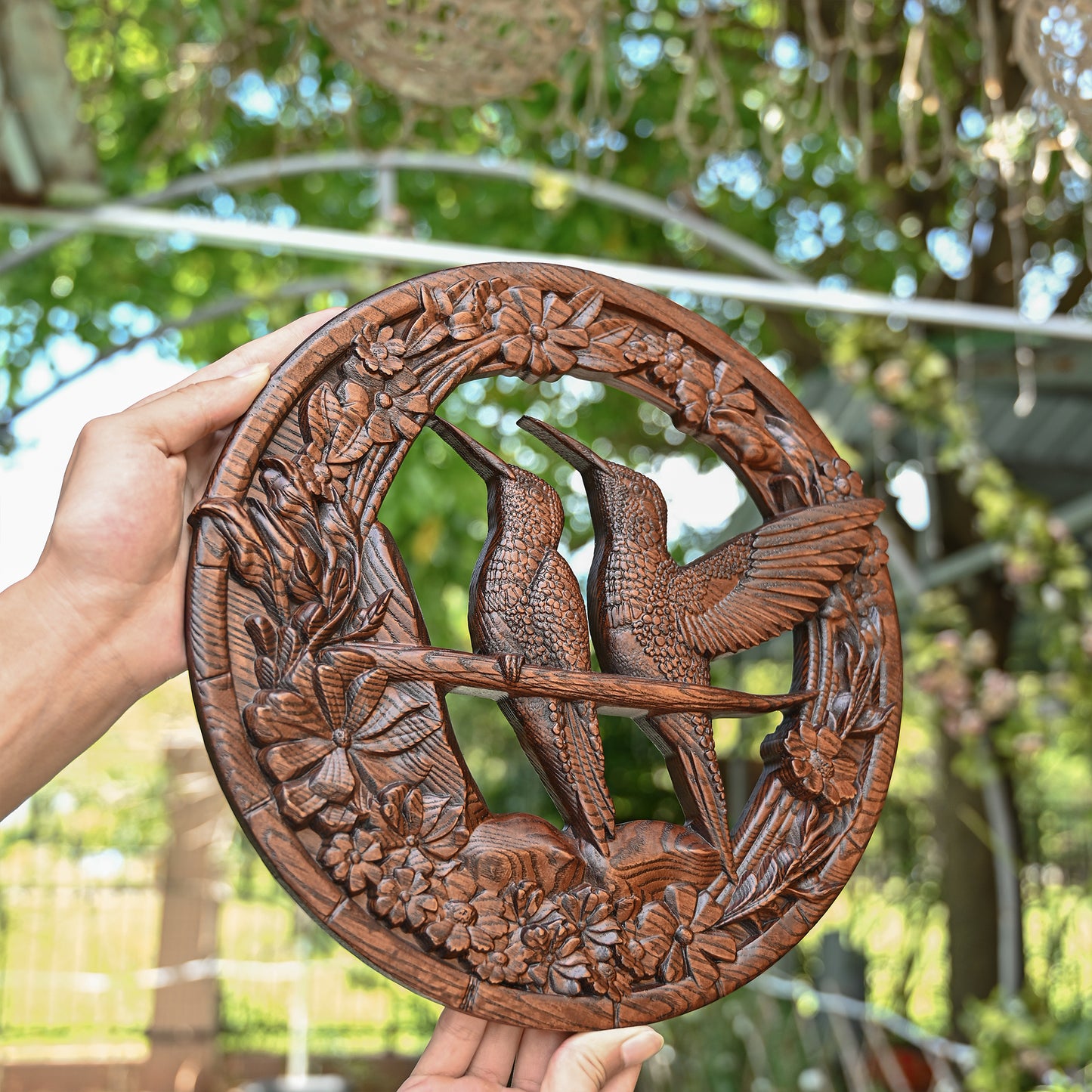 Natural Beauty Hummingbird Hollow Wood Carving Wall decor,wooden wall decoration