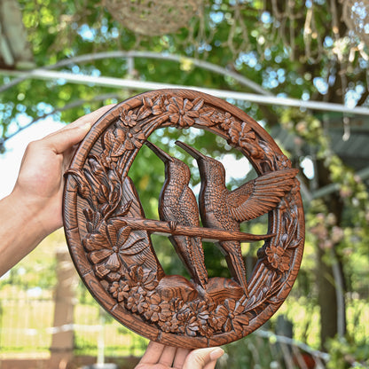 Natural Beauty Hummingbird Hollow Wood Carving Wall decor,wooden wall decoration