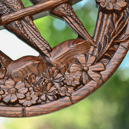 Natural Beauty Hummingbird Hollow Wood Carving Wall decor,wooden wall decoration