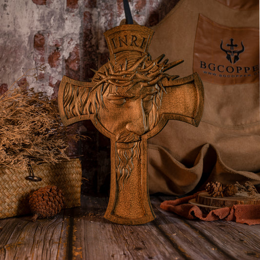 Jesus Holy Crown of Thorns Wood Cross, Christ delivered us from the curse of sin,Religious Sculpture