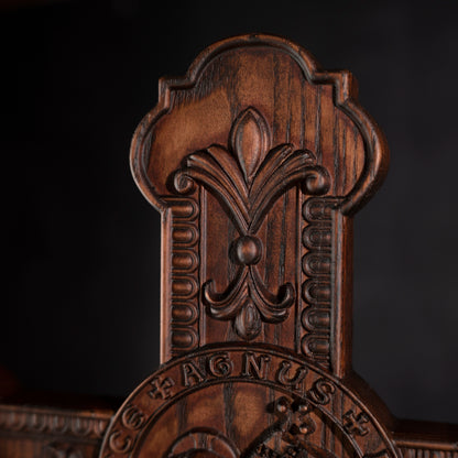 Lamb of God Wood Carving Cross Wall Decor,Paschal lamb,wooden wall decoration,carved tabletop