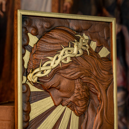 Wood carving religious,Plaque commemorating Good Friday,remembering the meaning of Jesus' crucifixion