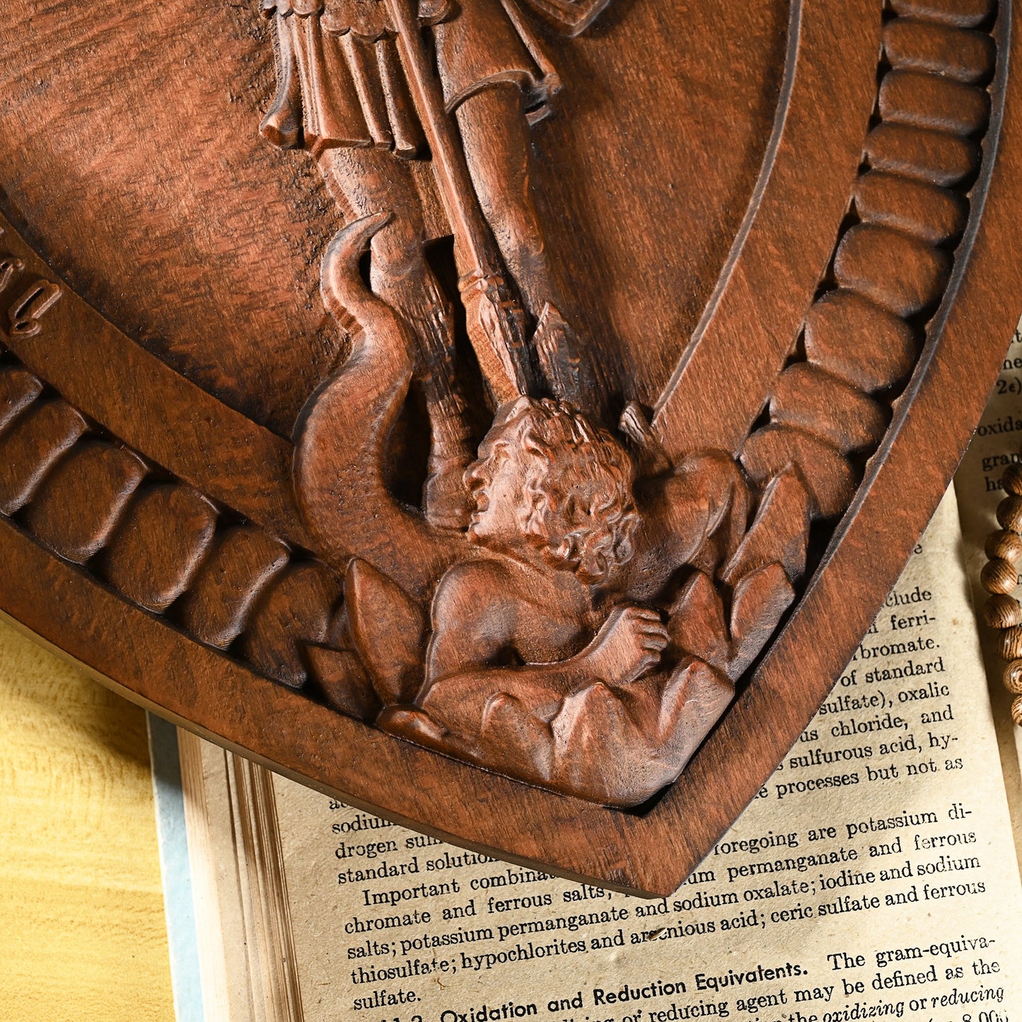 Wood carving Guardian Angel,Archangel Shield Michael Solid wood carving gift,Angels and Archangels Natural wood amulet