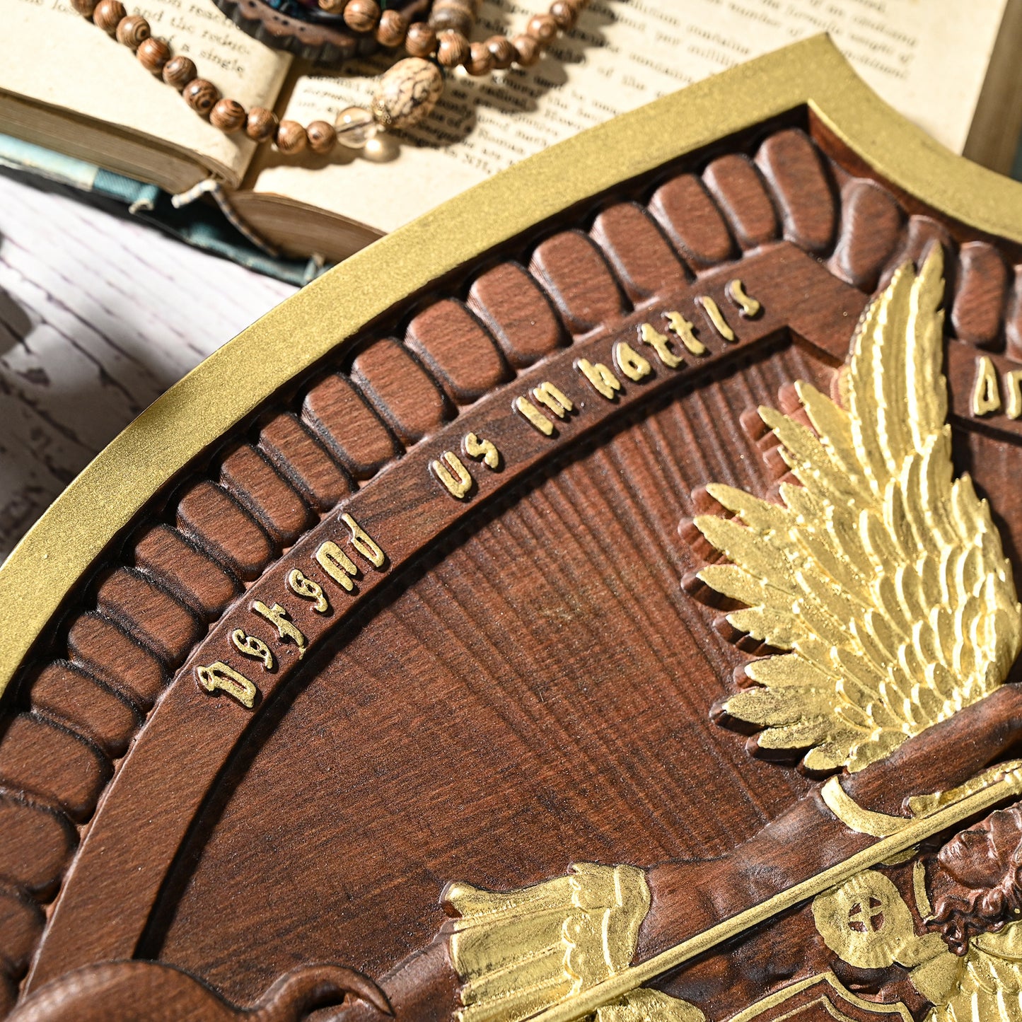 Wood carving Guardian Angel,Archangel Shield Michael Solid wood carving gift,Angels and Archangels Natural wood amulet