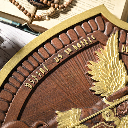 Wood carving Guardian Angel,Archangel Shield Michael Solid wood carving gift,Angels and Archangels Natural wood amulet