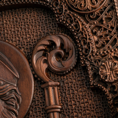 Saint Patrick Wood Carved Icon Religious Gift Wall Hanging Art Work,family wall decoration