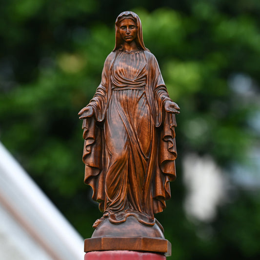 Hand Carved Sacred Heart of Virgin Mary,Our lady,Wooden Tabletop Ornament,decor religious gift