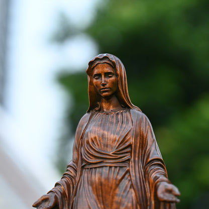 Hand Carved Sacred Heart of Virgin Mary,Our lady,Wooden Tabletop Ornament,decor religious gift